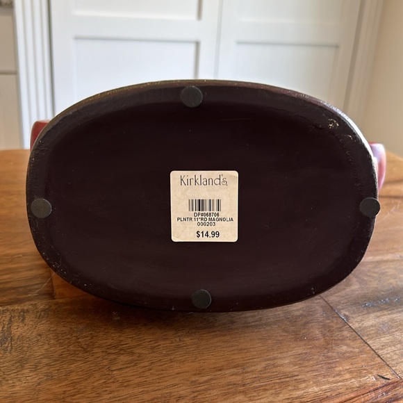 Elegant Red Floral Ceramic Planter - Picture 5 of 9